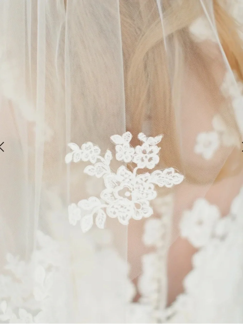 Veil Trends Single Layer Ivory Appliqué Lace Veil #1520 NWT